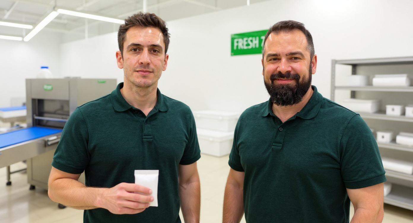 Co-founders Baris Eroglu and Frank Umut Senturk on the Fresh702 production floor